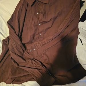 Mens dark brown long sleeve shirt